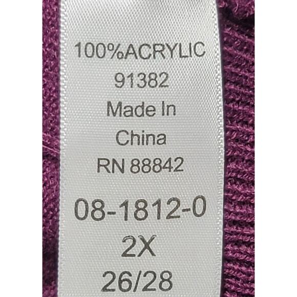 Roaman's Plum Purple High Crew Neck Long Sleeve Top 2X 26W 28W Lightweight - Picture 4 of 6
